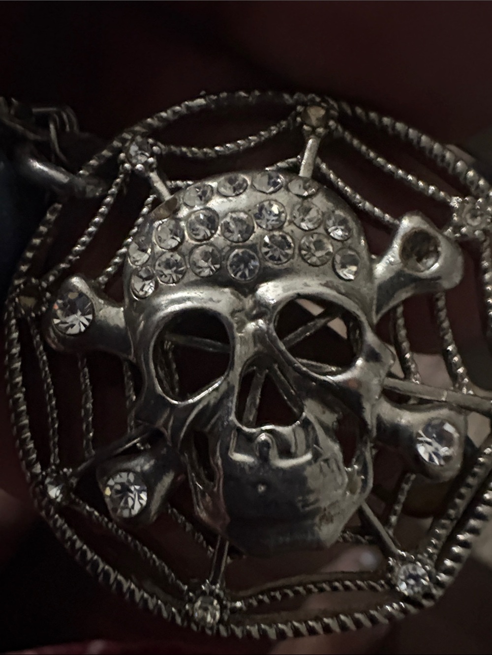 Silver Crystal Skull Pendant Necklace - Women’s Gothic Jewelry